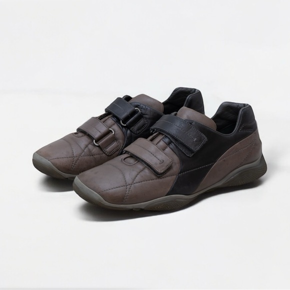 PRADA Leather Sneakers Low Top Brown black made italy Men's size US 8.5; EU 41.5 - Picture 1 of 12